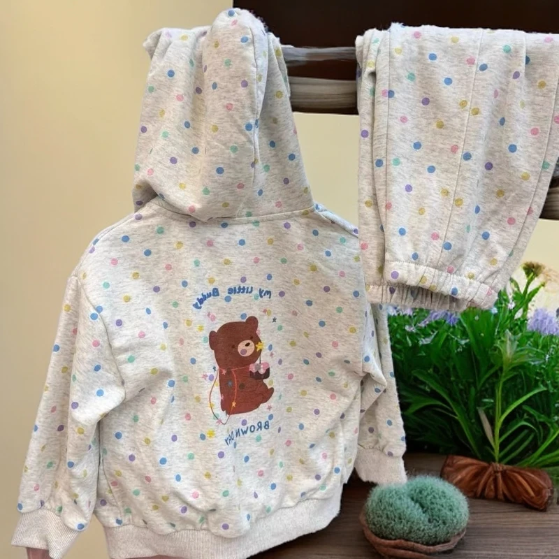 XZM加厚绒波点拉链外套套装