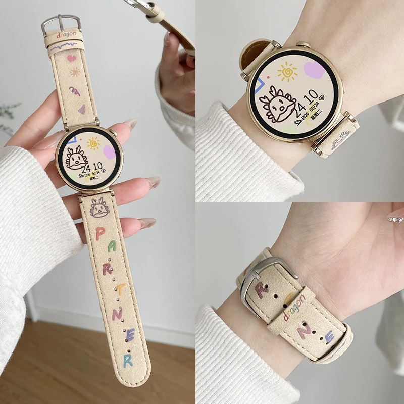 适用华为gt4表带gt5真皮手表watch4/3pro手表带41mmgt3女龙年新款