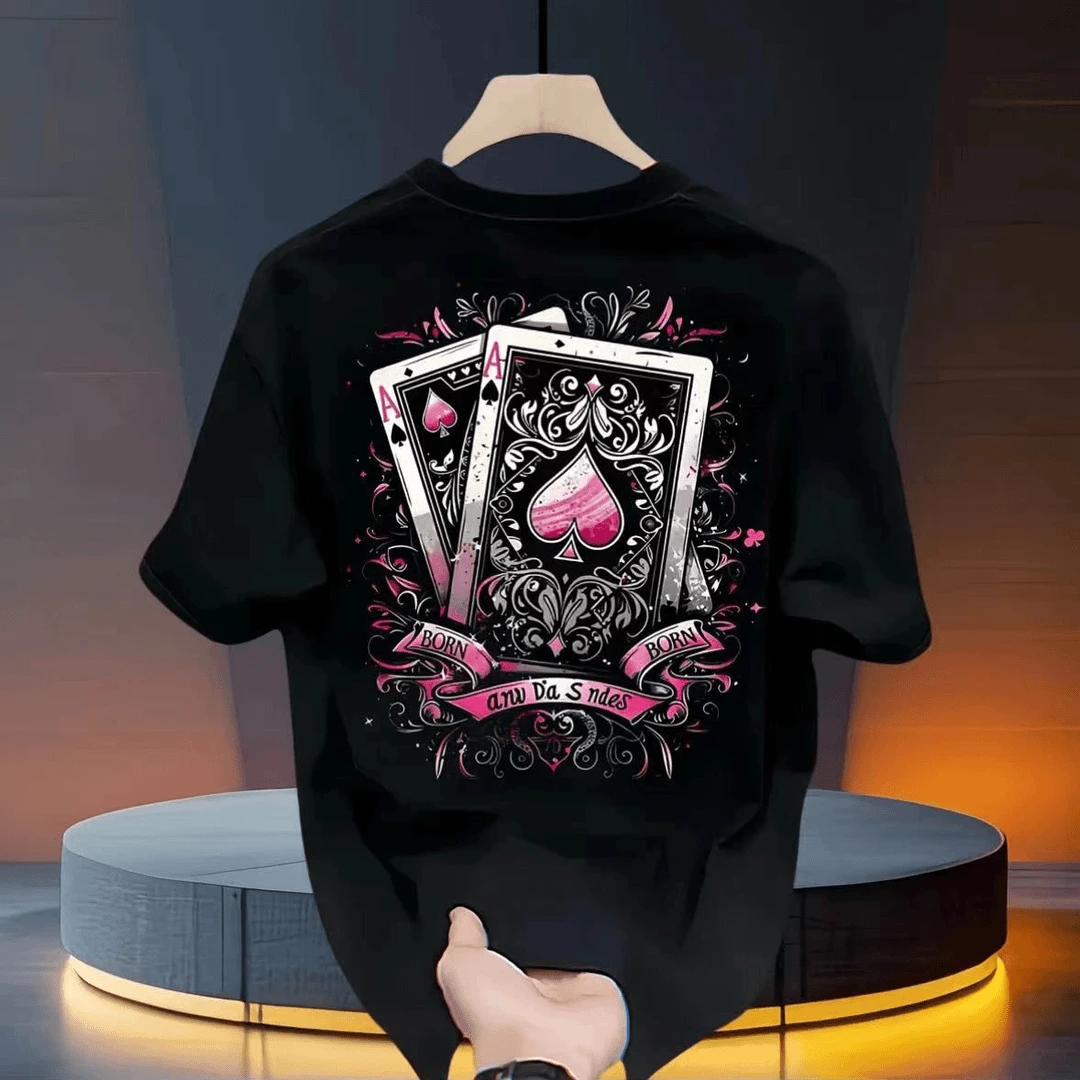 品质男装夏季新款重磅T恤百搭短袖极简印花流行圆领时尚宽松半袖