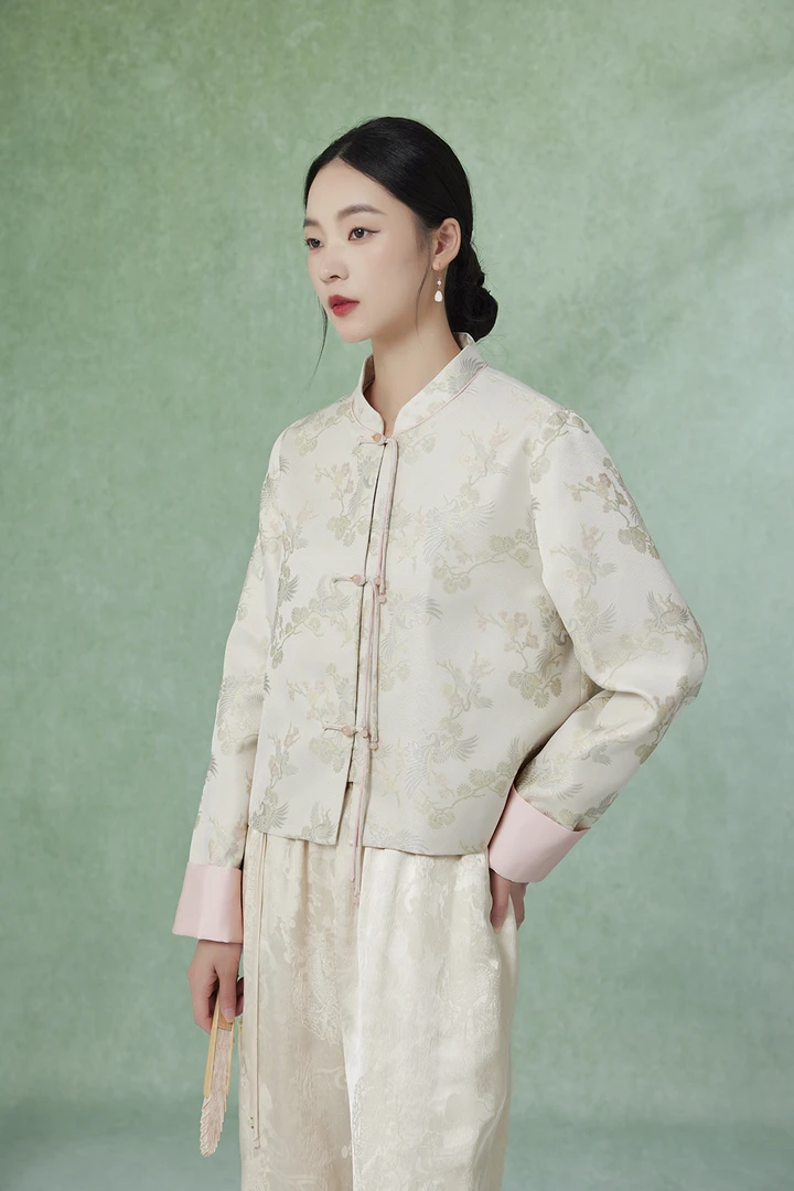 【梨花庄】24秋冬2F3W318《仙羽》新中式宋锦织锦长袖上衣外套百搭