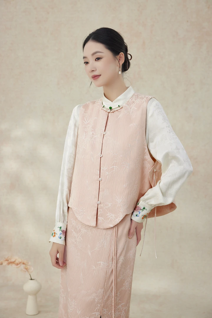 【梨花庄】24秋冬2F3W294B新中式夹棉马甲