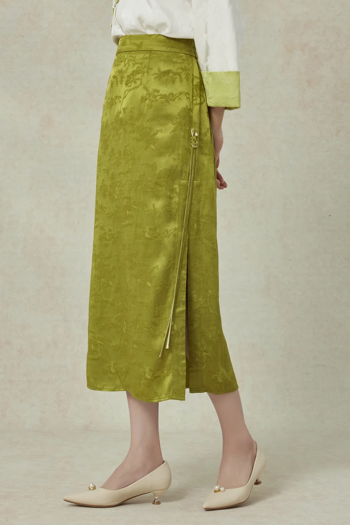 【梨花庄】2024春夏2F1K061新中式半身裙