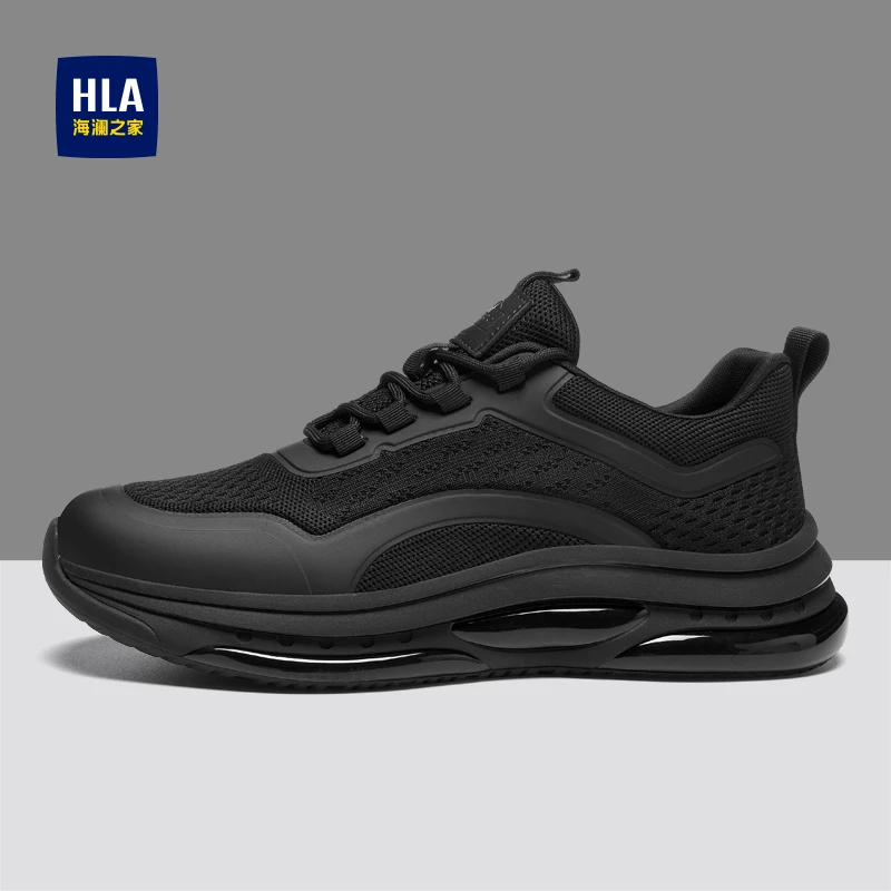 海澜之家黑武士男鞋气垫减震跑步网面透气运动鞋增高老爹潮鞋男士