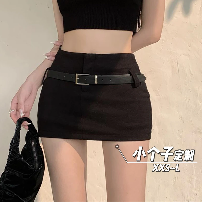 150小矮个子辣妹黑色超短裙女高腰a字包臀半身裙xs显高穿搭配夏季