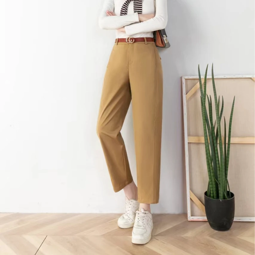 春季新款抗皱立体裁显瘦简约百搭休闲女裤镰刀裤舒柔特时尚女士