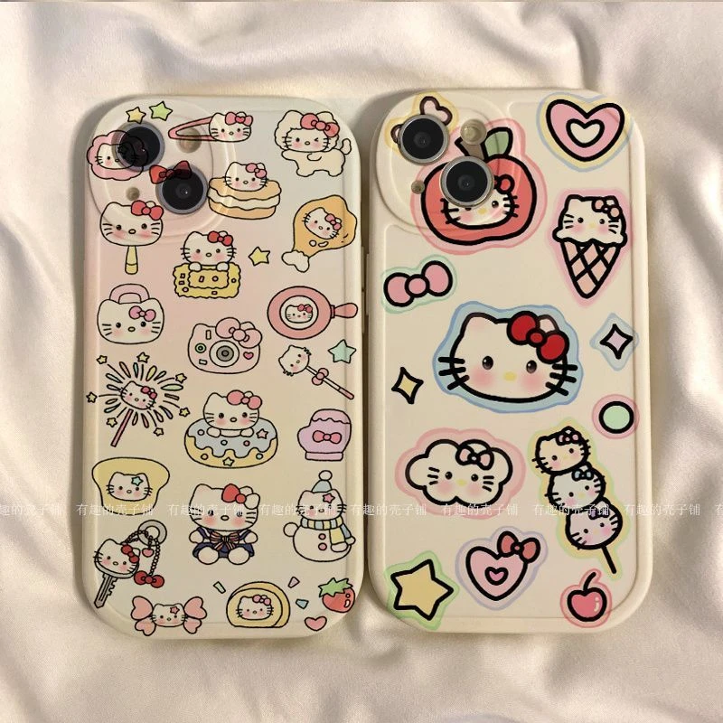情侣全包新款好多KT猫苹果15手机壳iPhone14ProMax女/7///软壳X全