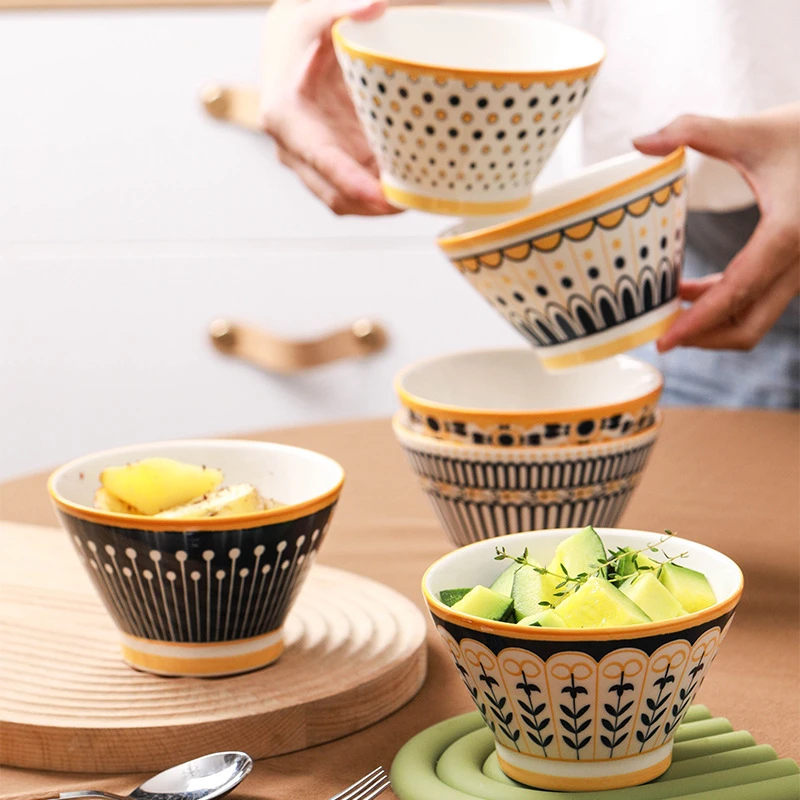 北欧简约轻奢汤面碗家用餐具 碗套装批发新款网红汤盆斗笠碗饭碗