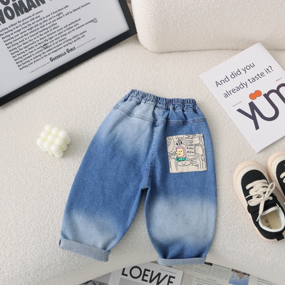 【幼棉光年】时尚纯色韩版品牌百搭宽松儿童牛仔裤宝宝621128