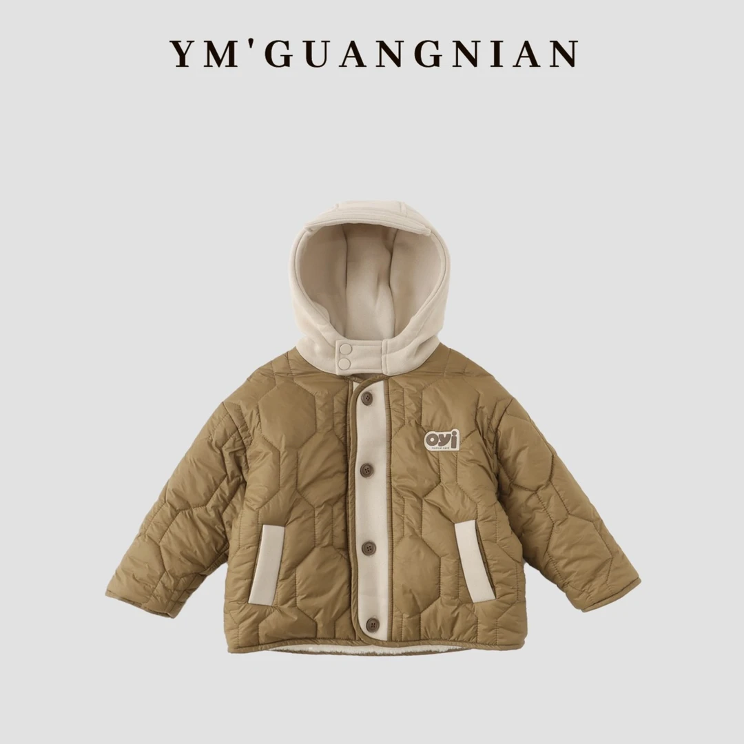 【YMGN】冬季新款品牌儿童时尚休闲百搭加绒保暖连帽外套W-39185