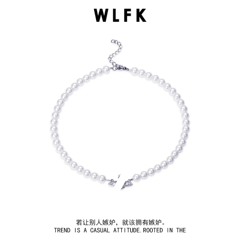 钛钢仿珍珠耳饰 土星灰色珠项链高级感2023百搭锁骨链 00627 0627