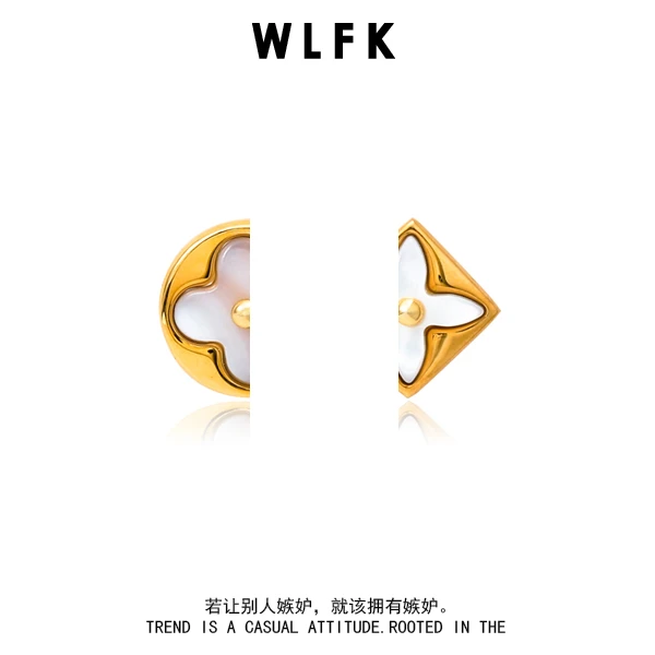 钛钢仿水晶耳饰 经典四叶草钛钢耳钉防过敏钛合金耳骨钉百搭00555