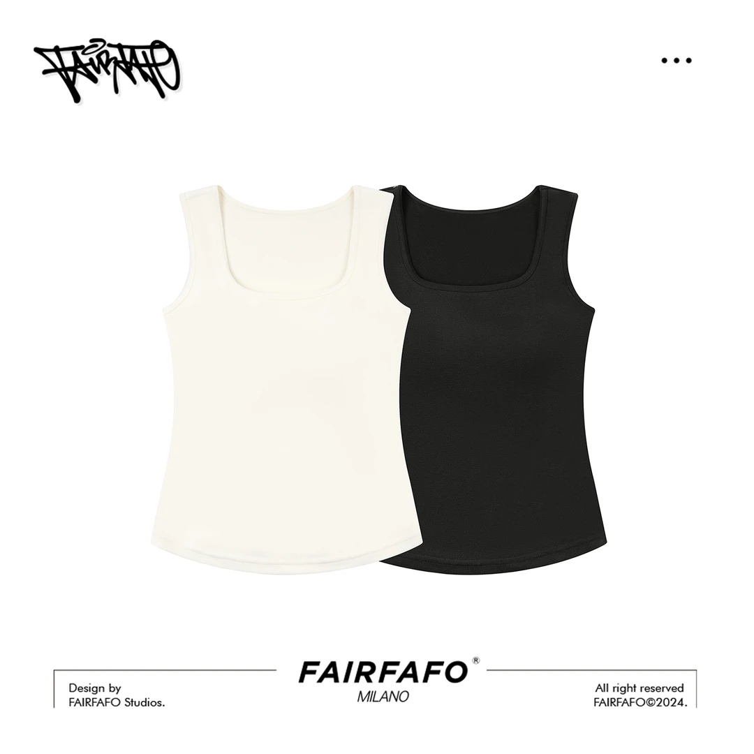 FAIRFAFO【云朵空气杯U领背心】莱赛尔DL4ZC0138纯色舒适U领背心