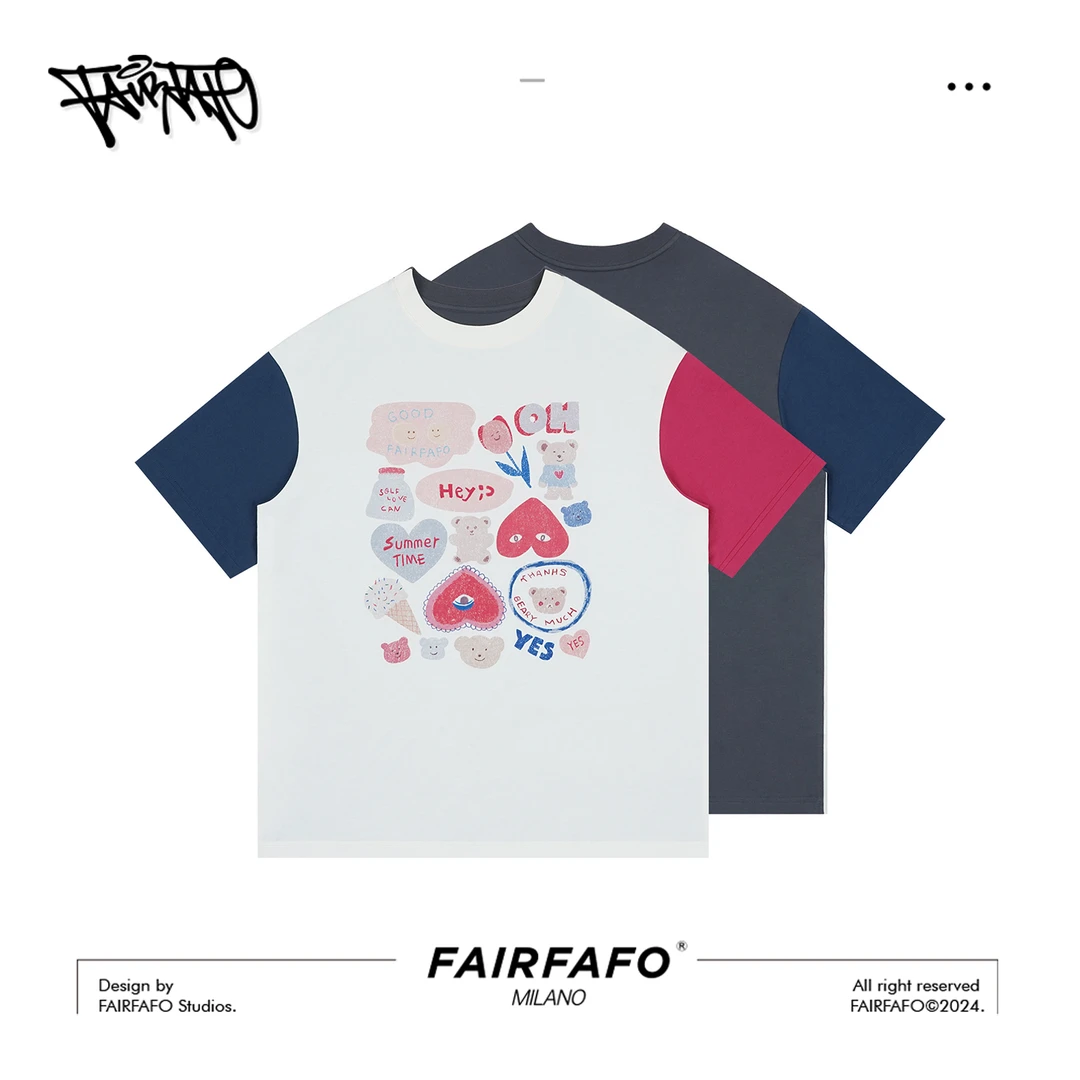 FAIRFAFO林肉肉【撞色卡通印花短袖】TXA44139