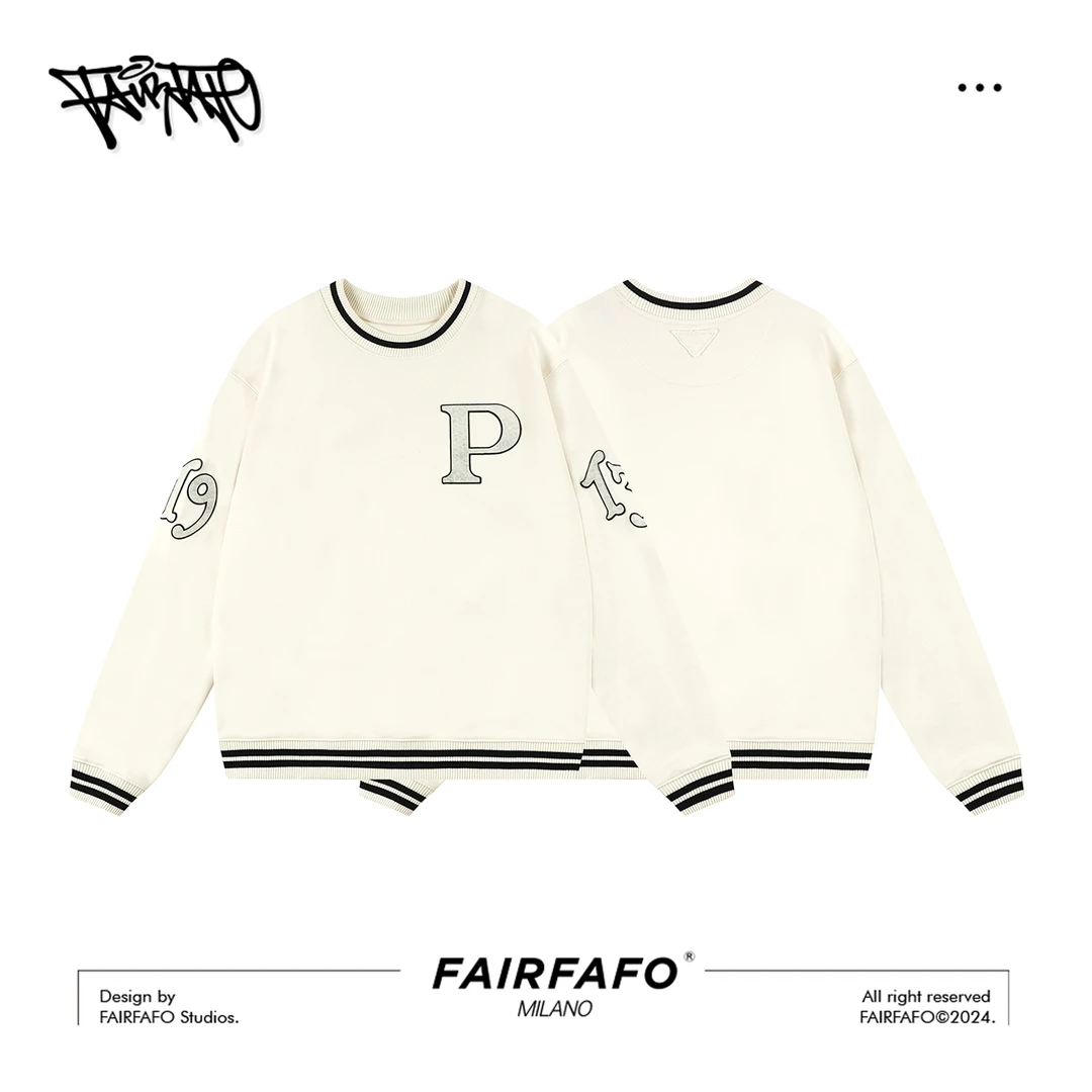 FAIRFAFO林肉肉【P字卫衣】WYAL47099字母刺绣宽松卫衣情侣美式长袖