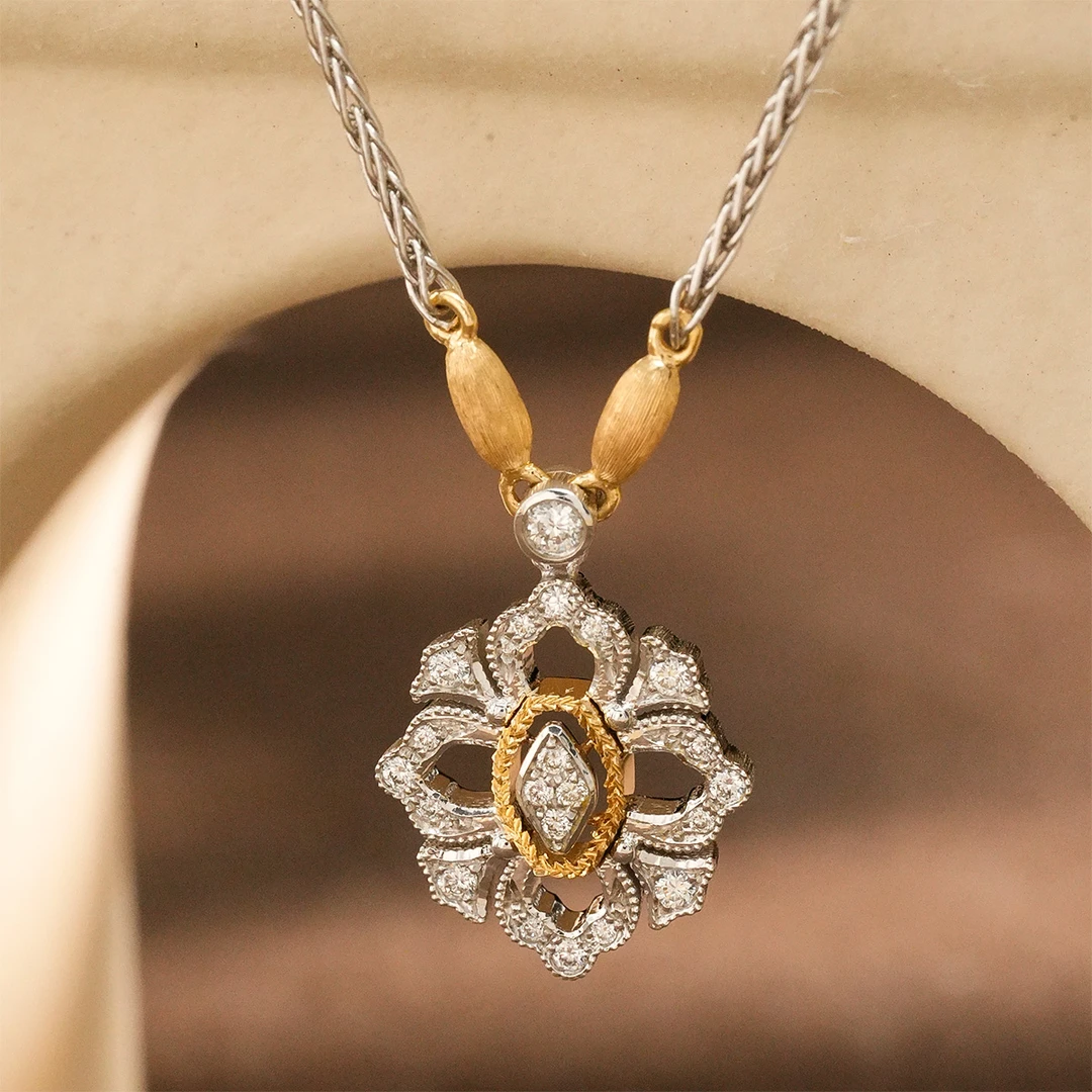 【奢小姐珠宝】18k金'罗马故事"钻石项链48CM-KWC033