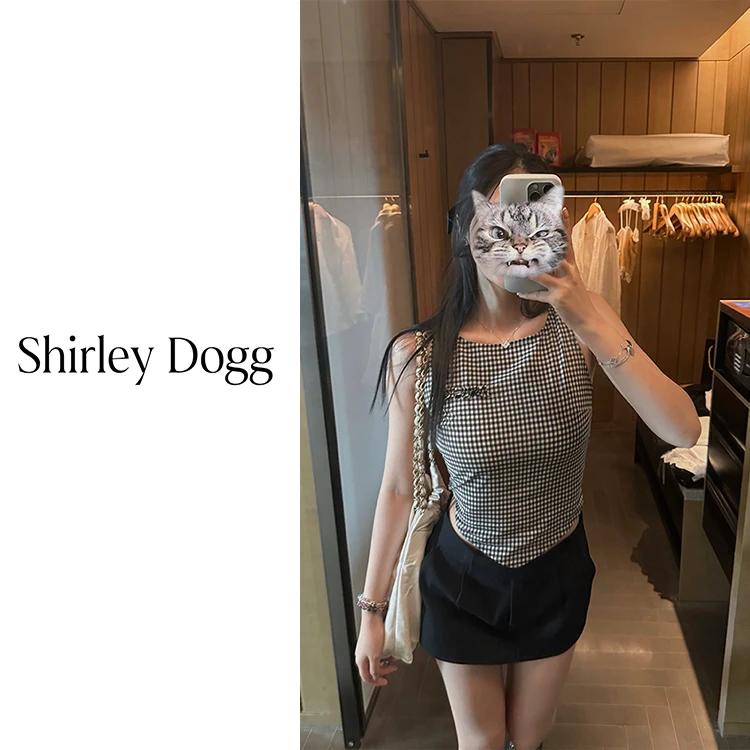 汤元家sd 甜美风显瘦百搭格子背心