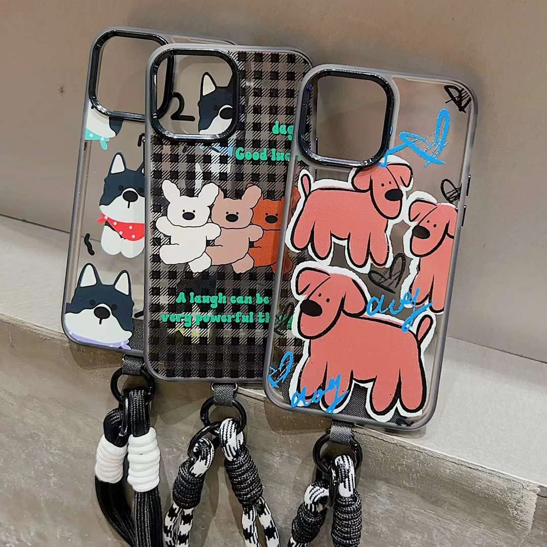 iPhone14promax手机壳趣味卡通挂绳苹果13pro防摔磨砂全包创意壳