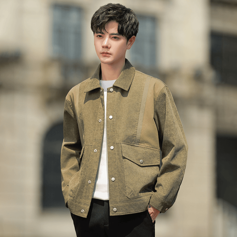 夹克外套男士春秋季新款设计高级感潮流帅气休闲翻领爆款茄克上衣