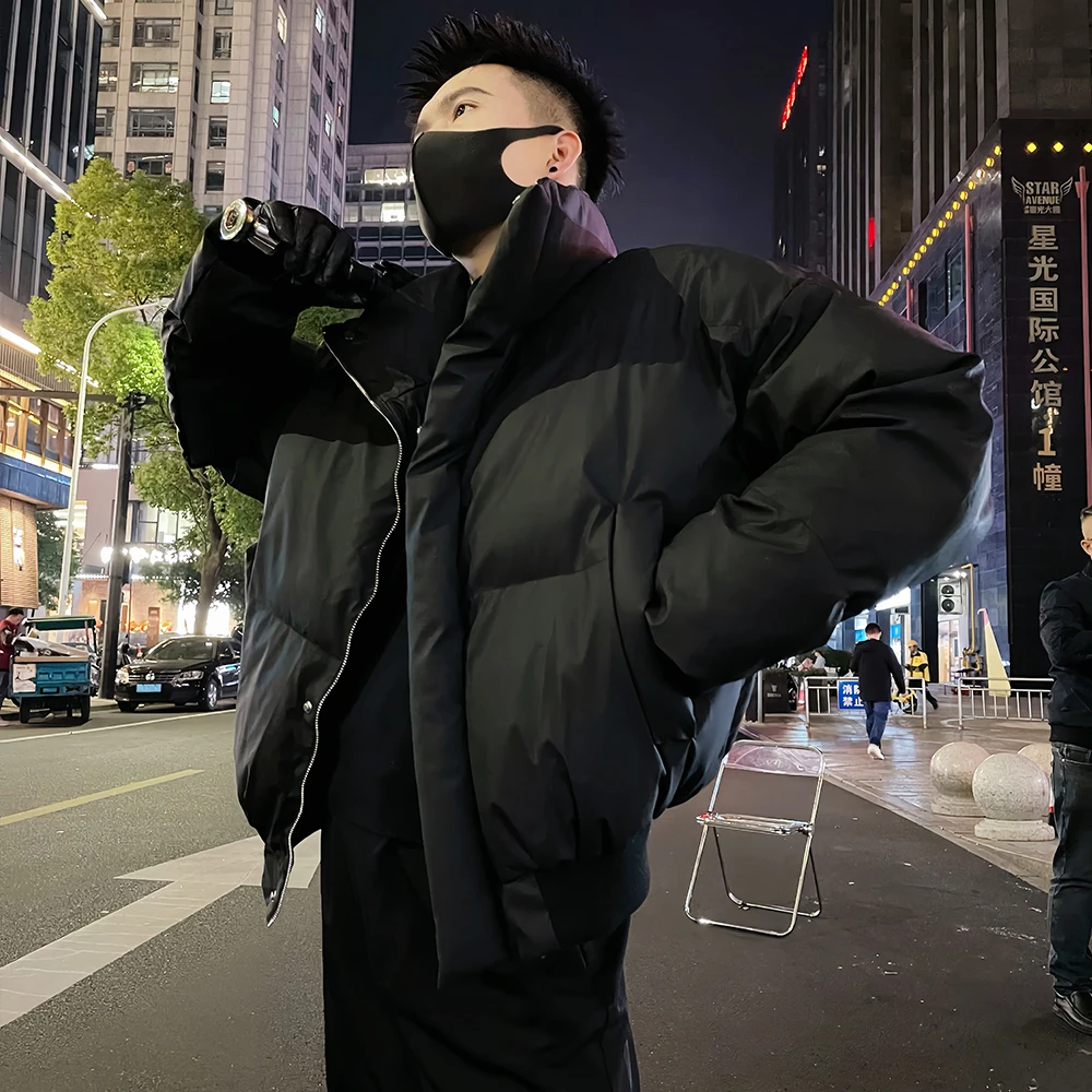 冬季韩版男士立领棉服百搭潮流时尚纯色棉衣高级感加厚保暖面包服