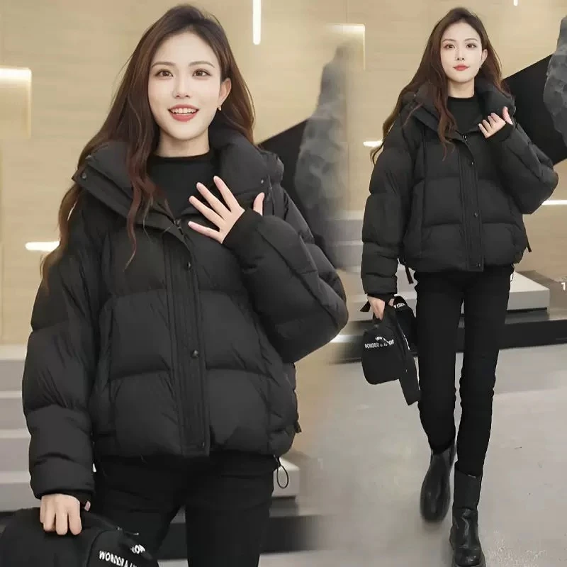2024新款棉服女韩版加厚连帽百搭显瘦冬季小个子整张棉衣外套