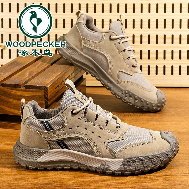 【正品啄木鸟】工作鞋男夏季户外休闲工装男士登山运动耐磨劳保鞋款