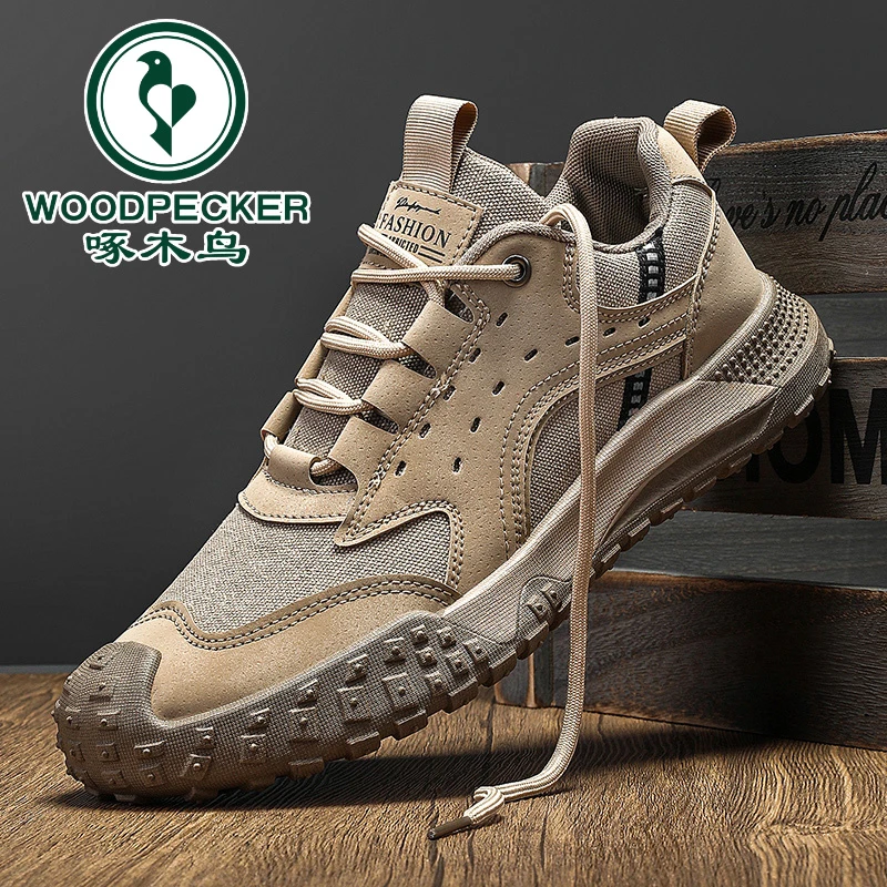 【正品啄木鸟】工装男鞋夏季登山运动休闲跑步工作防滑耐磨透气鞋款
