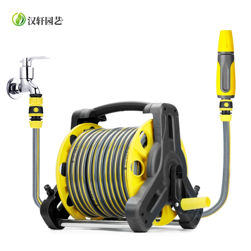 汉轩家用浇花喷头灌溉车水管车软管盘管水管收纳架收管器水车架