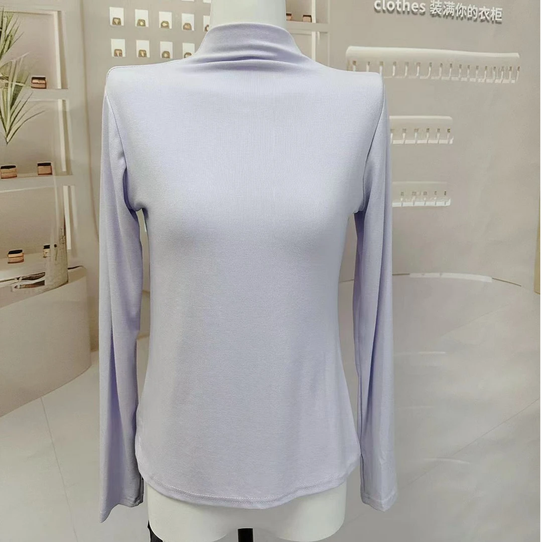 高品质中领打底半高领时尚长袖女装修身显瘦螺纹上衣秋冬保暖洋气