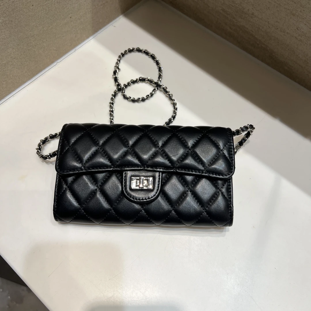 青诺-小香风手拿包斜挎包菱格链条包2024年新款真皮单肩包