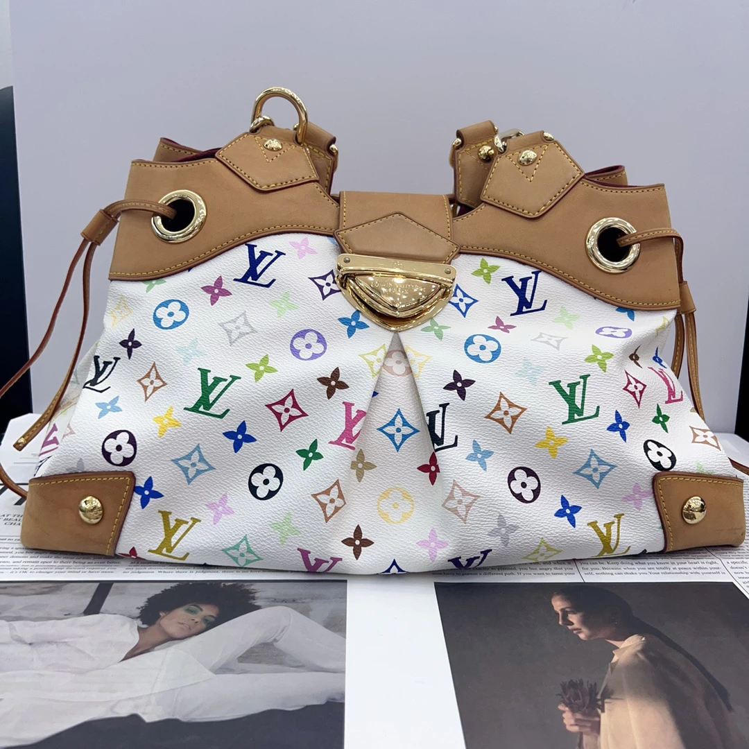 95新 LouisVuitton/路易威登 白三彩乌苏拉单肩手提包/GW