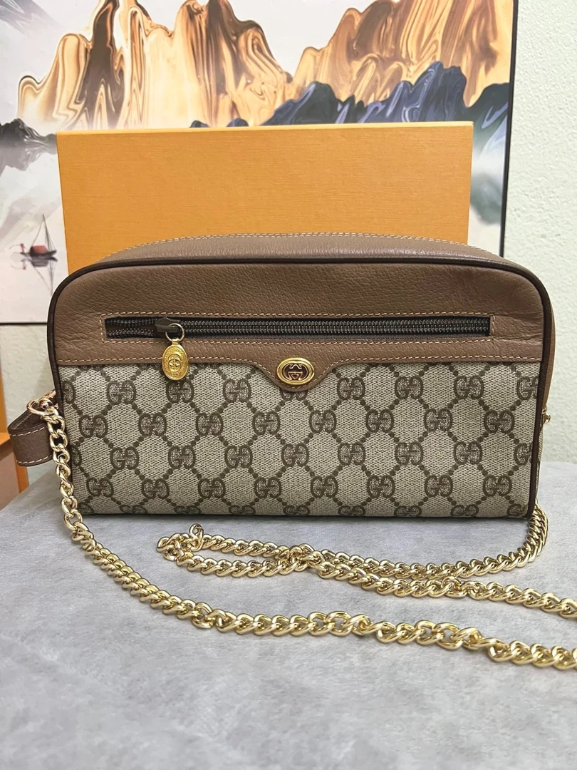 95新 GUCCI/古驰 中古手拿包斜挎包盒子包时尚经典单肩休闲百搭包