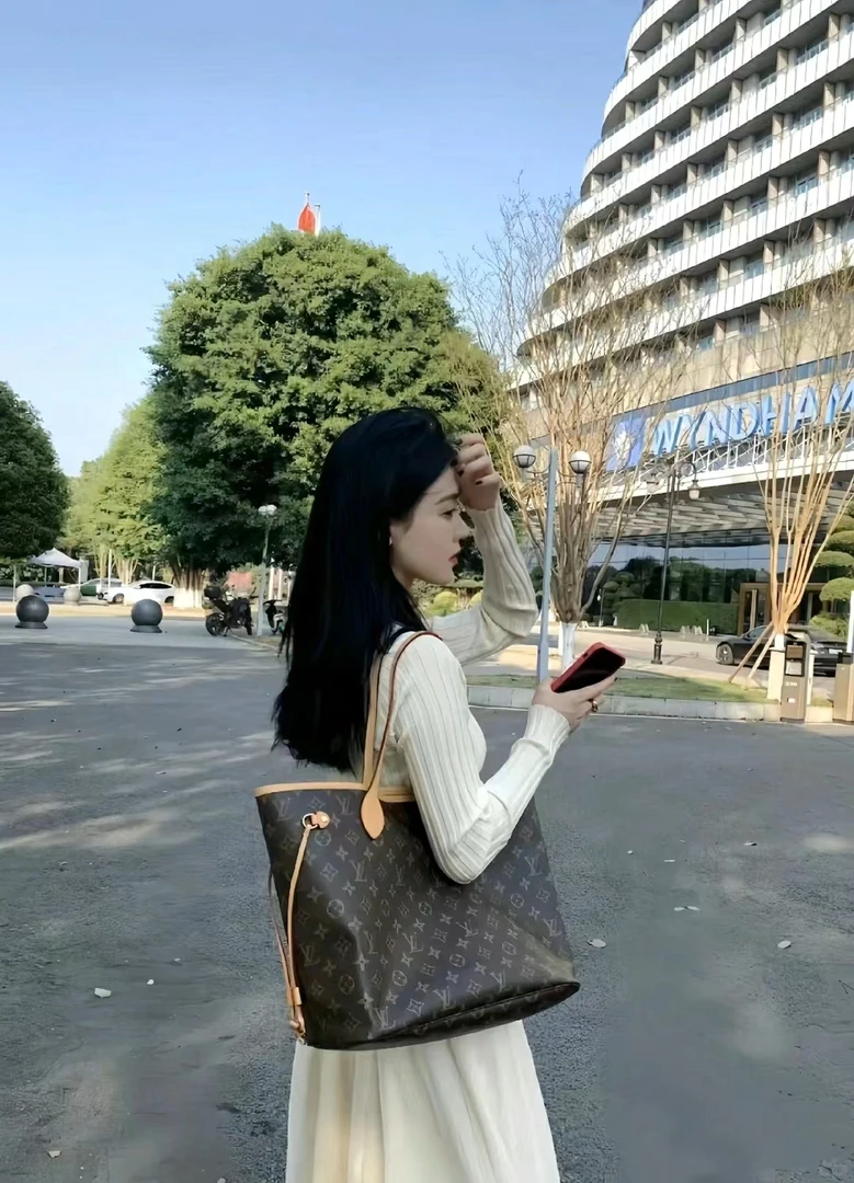 95新 LouisVuitton/路易威登 老花nf中号购物袋子母手提单肩包/GW