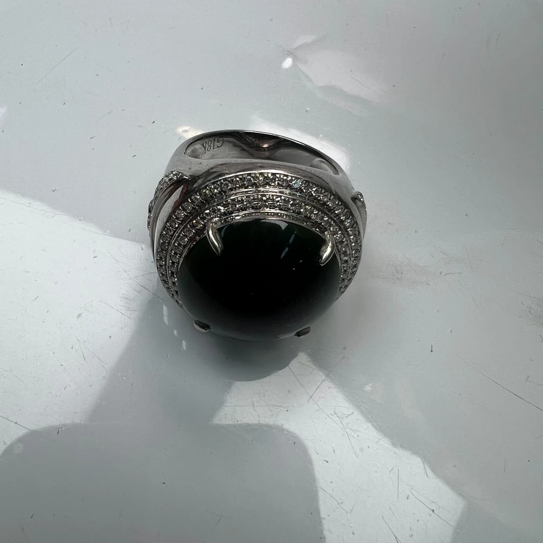 精品18K墨翠戒指