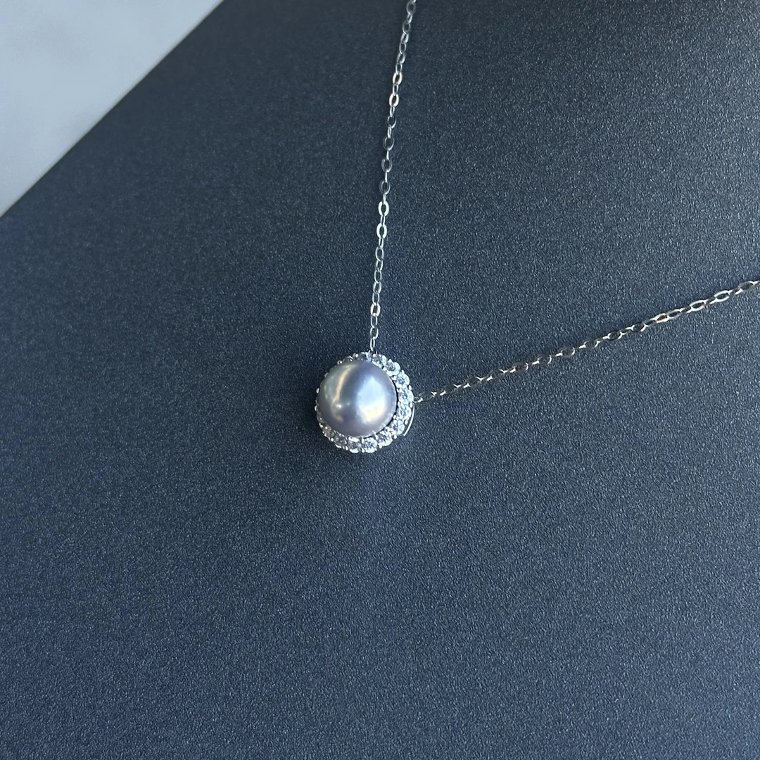 山与湖珠宝【银蓝恒星】S925银天然海水珍珠吊坠真多麻银蓝色珍珠