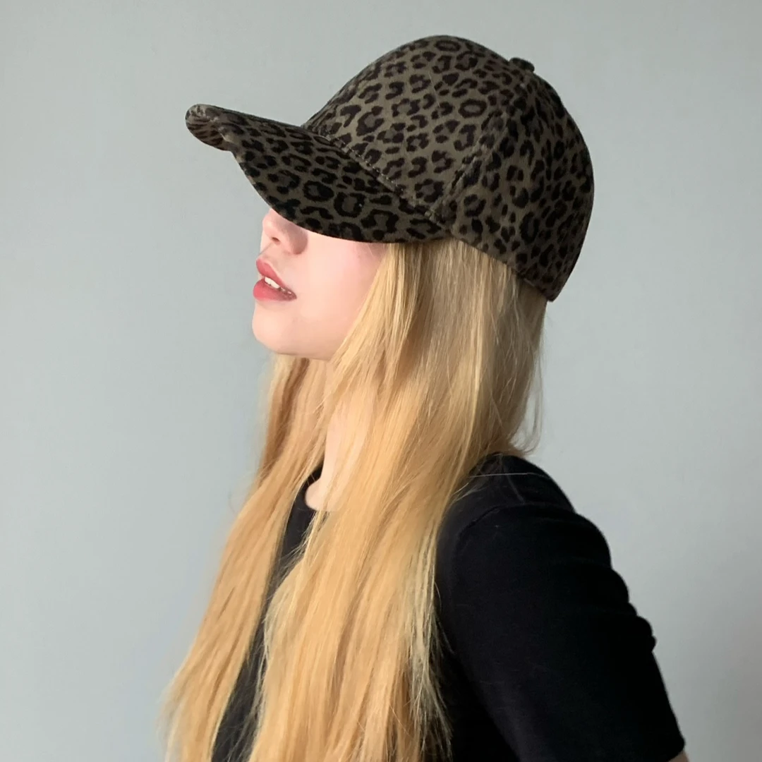 豹纹棒球帽女款欧美休闲百搭鸭舌帽时尚韩系潮流街拍春秋帽街头