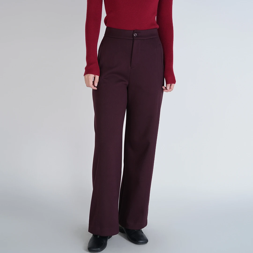 秋冬新款高腰绵羊毛休闲百搭时尚直筒保暖舒适女士长裤WG1129289