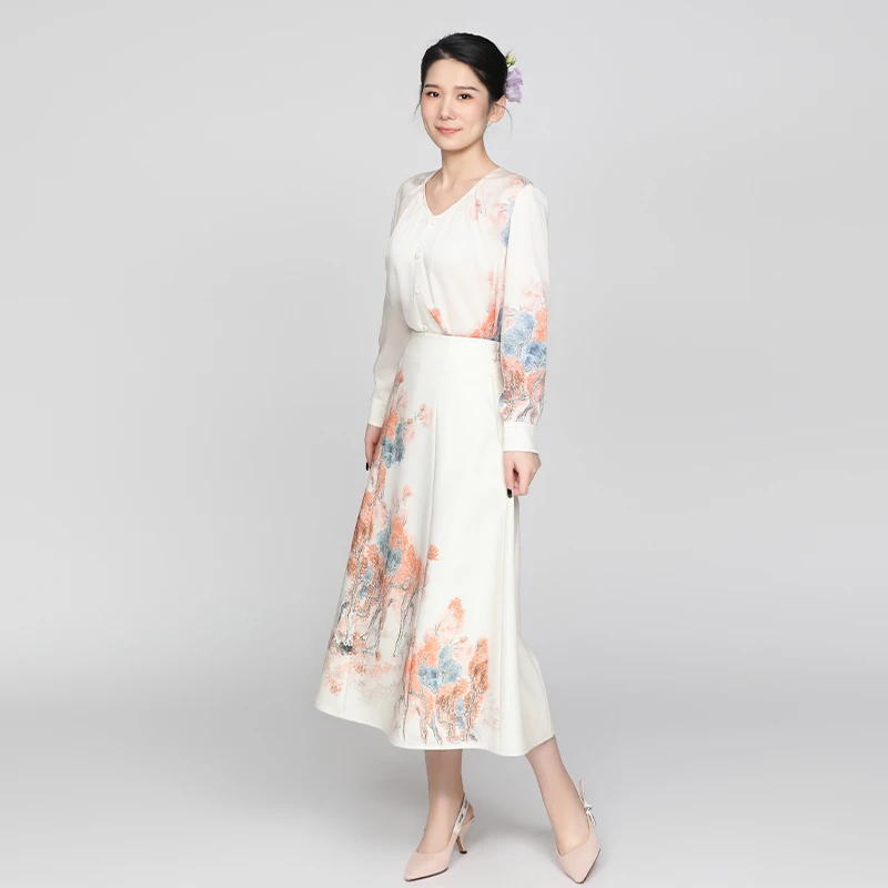 新中式衬衣国风长袖衬衫丹霞衬衫醋酸面料上衣女款高档-CMT18855