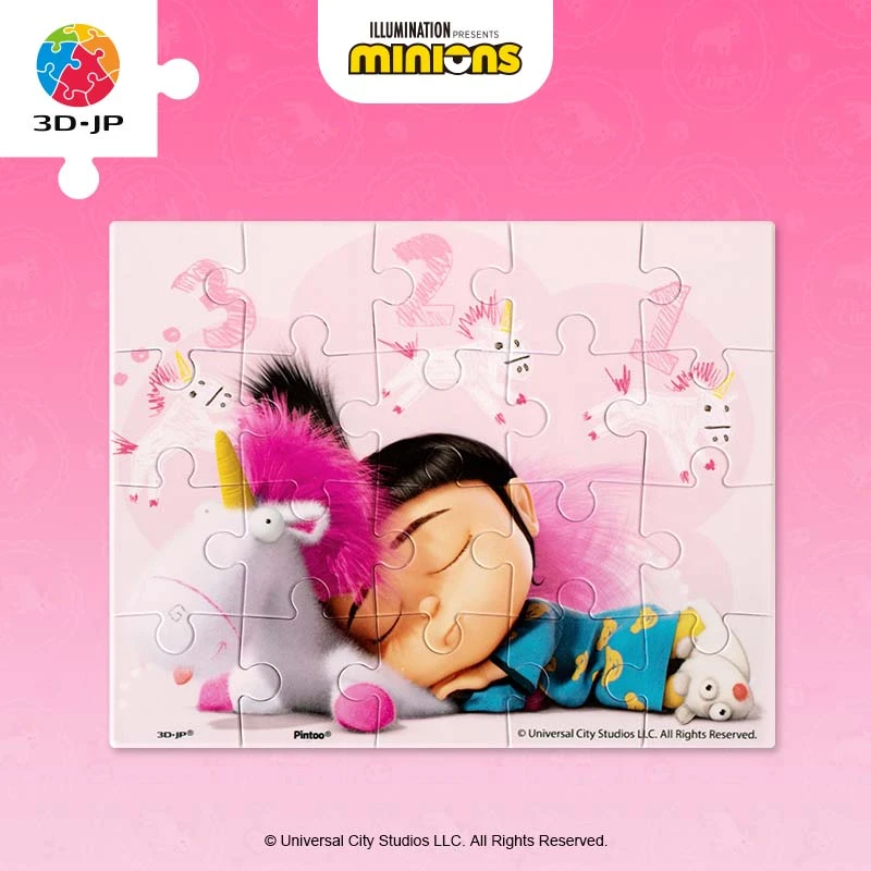 3D-JP小黄人儿童拼图大片型20片益智玩具3-6岁独角兽晚安T1091