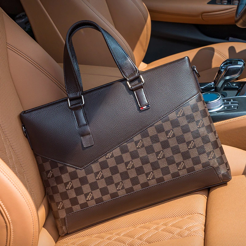 英皇保罗轻奢真皮公文包男士斜挎包商务休闲手提包简约高档电脑包