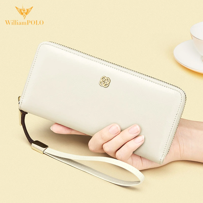 英皇保罗轻奢小众真皮钱包女士长款皮夹轻薄卡包女时尚手包送妈妈