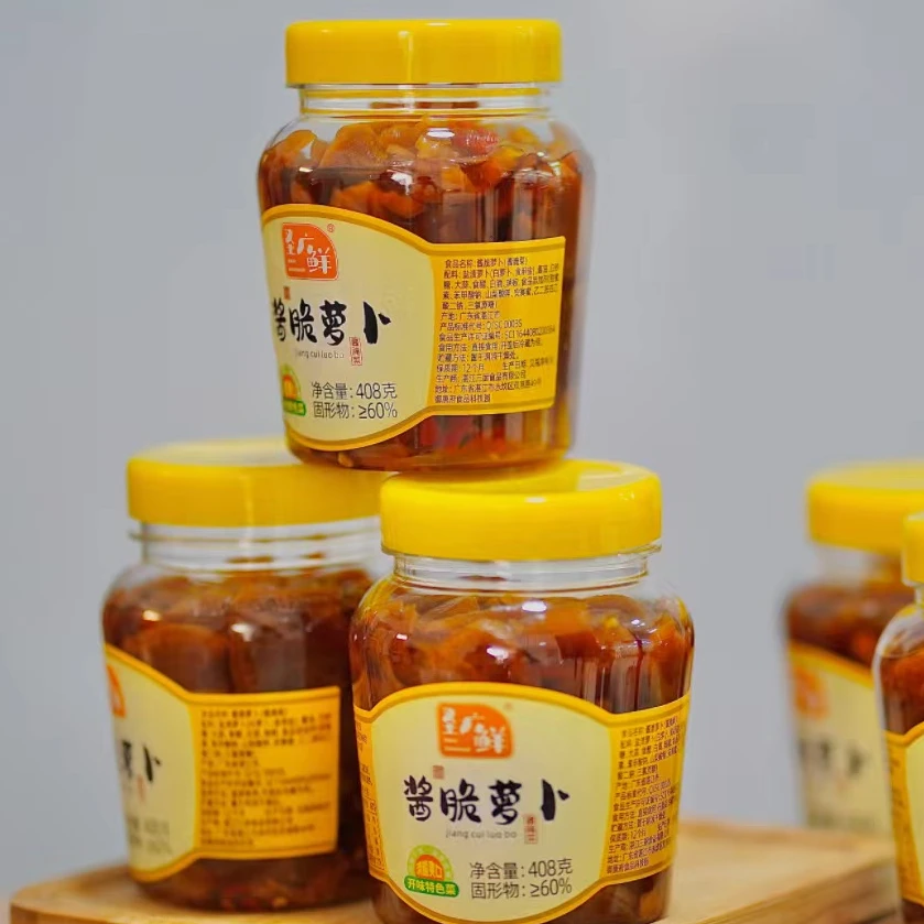 泡椒酱脆萝卜干408克下饭菜罐装酱菜香辣甜辣萝卜干丁新鲜萝卜