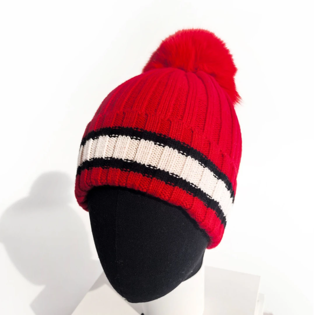 冬季羊毛帽毛球帽保暖时尚女士儿童通用帽子时尚针织