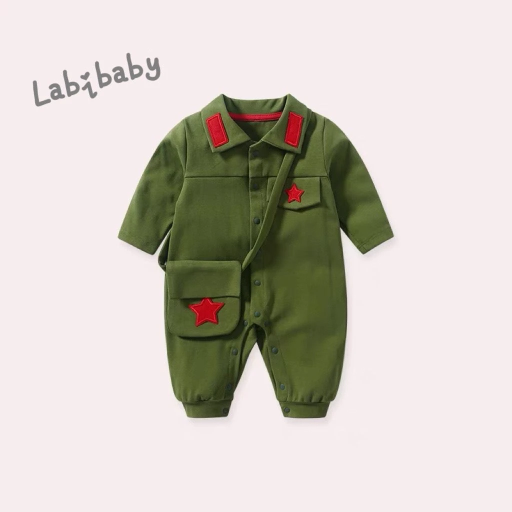 秋季上新婴儿连体衣小军装儿童摄影服装宝宝爬服民族风哈衣套装