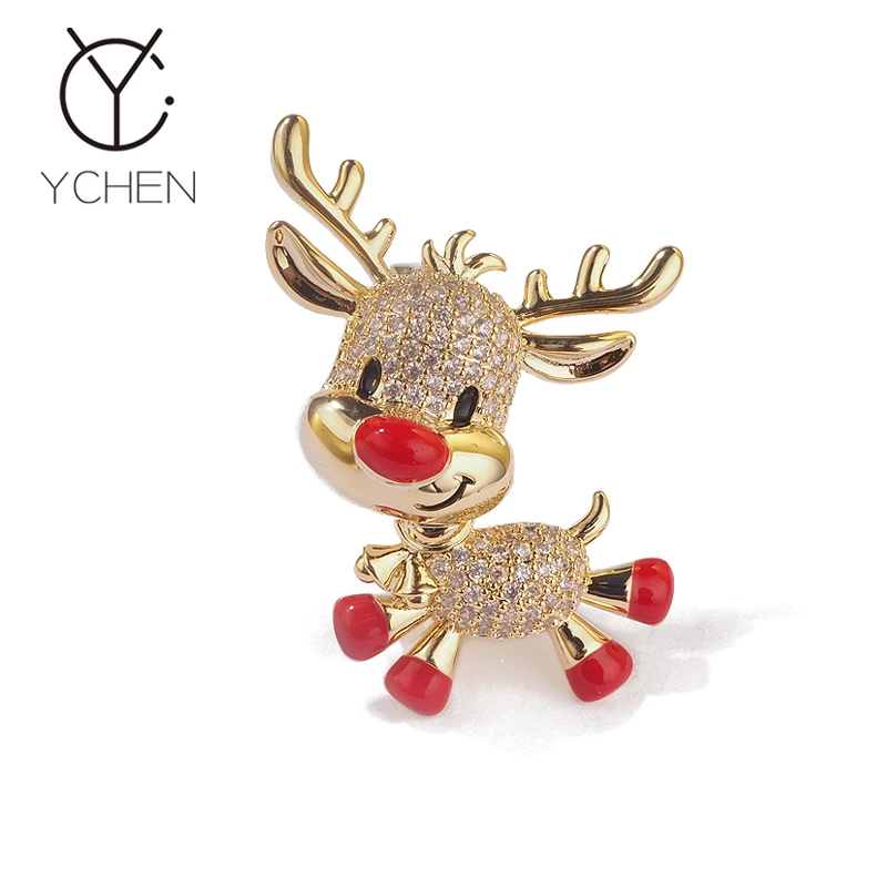 VELLICHOR 铜合金胸针 圣诞节礼物快乐的小鹿女可爱毛衣西装别针