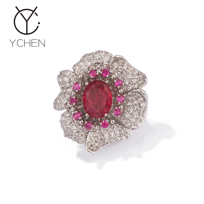 VELLICHOR 铜合金胸针 奢华渐变花朵磁吸扣胸花优雅西装防走光扣