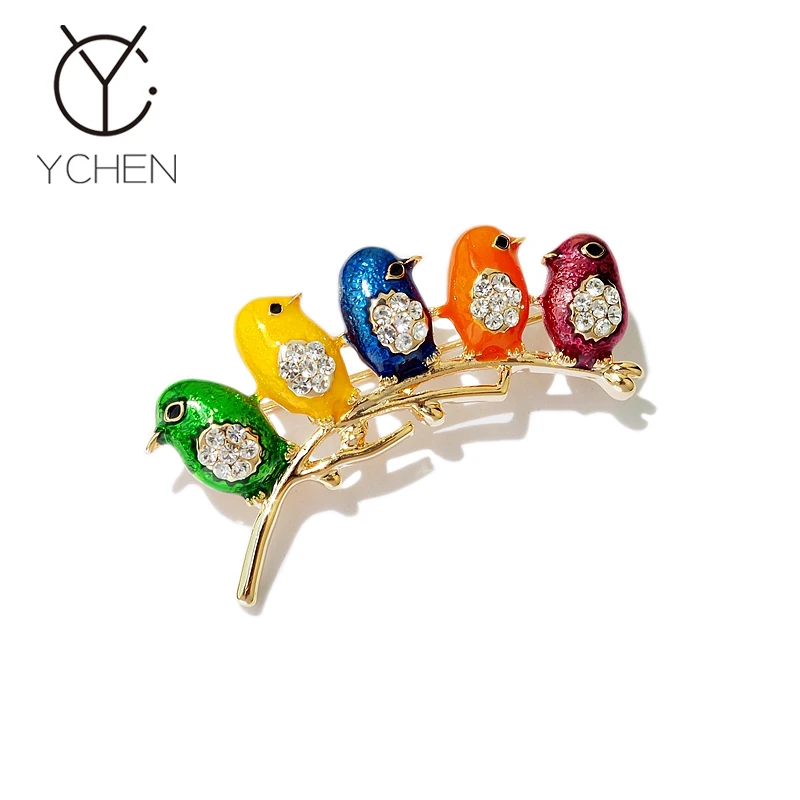 VELLICHOR 铜合金胸针 五福临门可爱彩虹小鸟胸针高档西装配饰