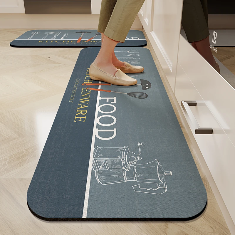 厨房地垫硅藻泥防滑吸水吸油可裁剪免洗可擦长条地毯门口软地垫