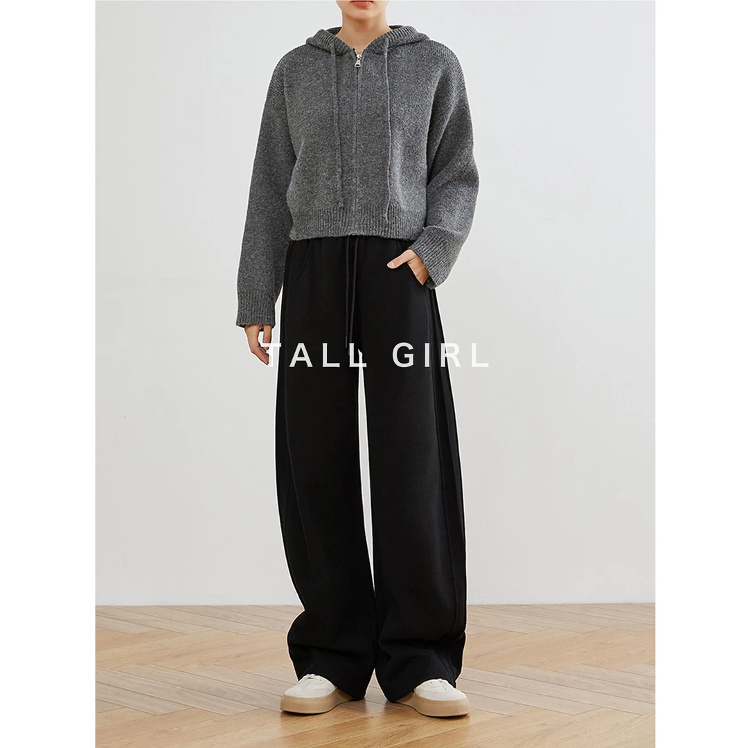 秋冬加绒加厚高个子显瘦香蕉卫裤大码休闲运动阔腿女裤410g｜75206