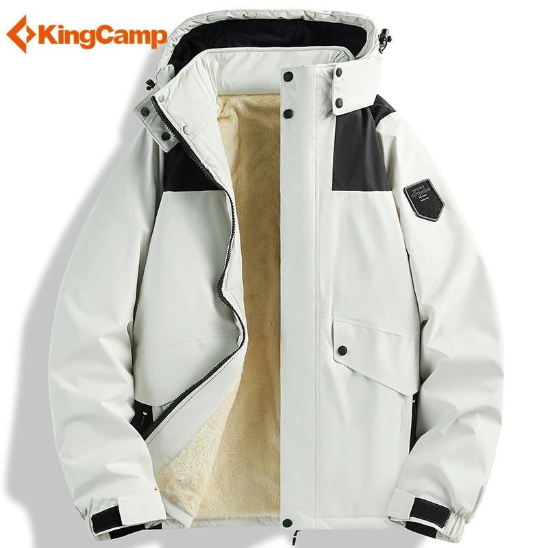 KingCamp羊羔绒外套男冬季加厚保暖户外运动可脱卸帽防风防水棉服