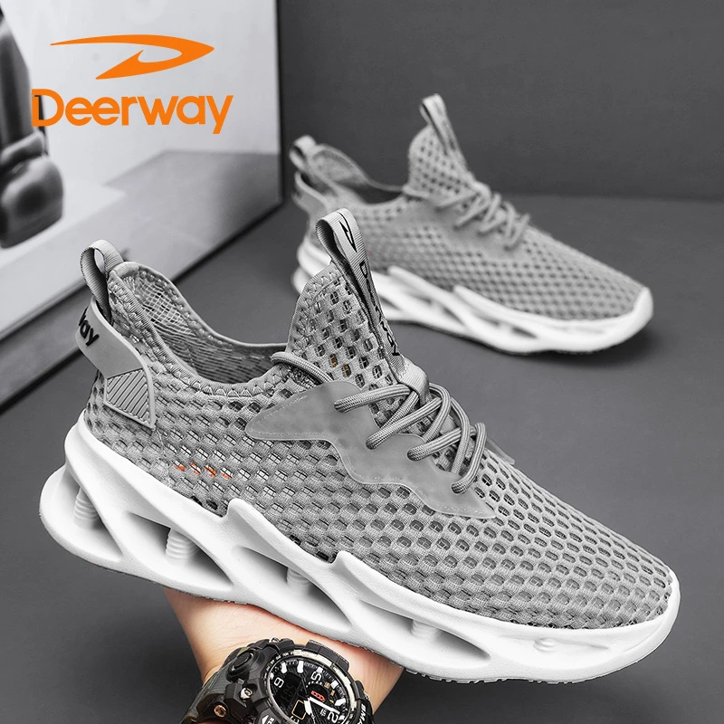 Deerway/德尔惠网面鞋2025新款时尚百搭休闲鞋男士户外防滑运动鞋